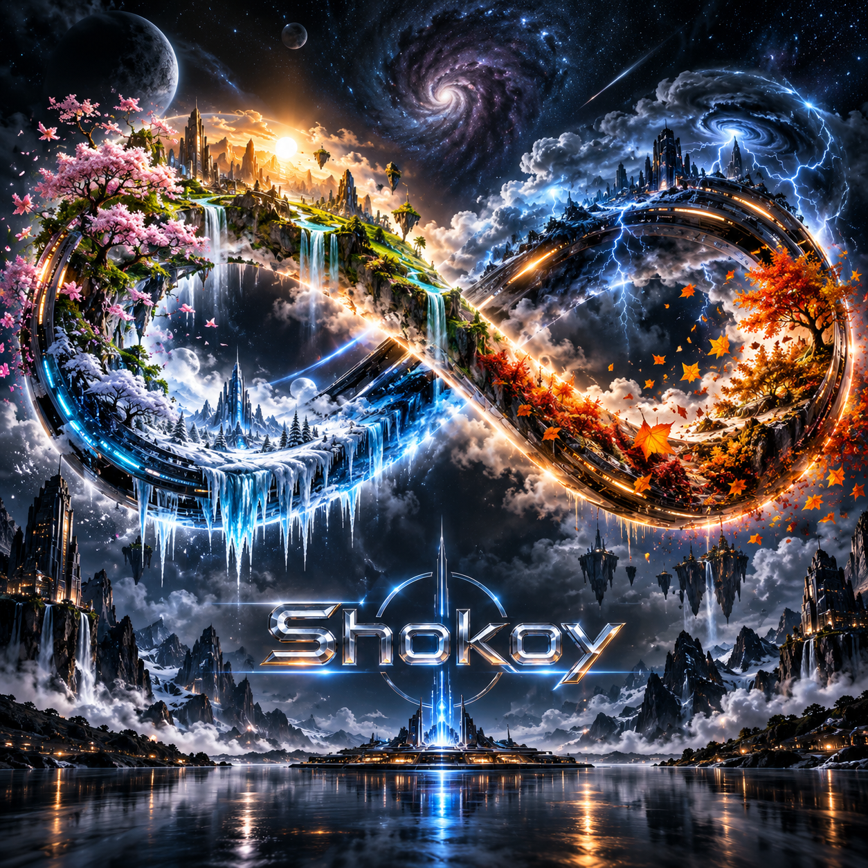Shokoy seasonal infinity: spring blossoms, winter ice, autumn fire and a cosmic storm